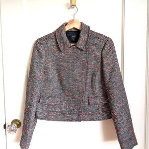 VTG J. Crew tweed moto jacket w/ fluorescent pops